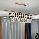 GobekUsa Contemporary Island Ceiling Lamp with Clear Crystal Prisms and Black Triangle Ornament