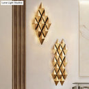 GobekUsa Contemporary LED Wall Lamp with Metallic Gold Diamond Shade - Warm/White Light, 23"/31" Width