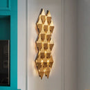 GobekUsa Contemporary LED Wall Lamp with Metallic Gold Diamond Shade - Warm/White Light, 23"/31" Width