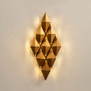 GobekUsa Contemporary LED Wall Lamp with Metallic Gold Diamond Shade - Warm/White Light, 23"/31" Width