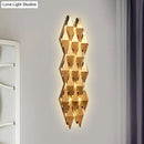 GobekUsa Contemporary LED Wall Lamp with Metallic Gold Diamond Shade - Warm/White Light, 23"/31" Width