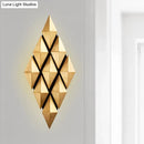 GobekUsa Contemporary LED Wall Lamp with Metallic Gold Diamond Shade - Warm/White Light, 23"/31" Width