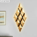 GobekUsa Contemporary LED Wall Lamp with Metallic Gold Diamond Shade - Warm/White Light, 23"/31" Width
