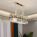 GobekUsa Contemporary Metal-facing Island Chandelier with 11 Bulbs, Clear Crystal Prisms, and Hanging Island Light