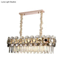 GobekUsa Contemporary Metal-facing Island Chandelier with 11 Bulbs, Clear Crystal Prisms, and Hanging Island Light