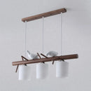 GobekUsa Contemporary Wood Island Pendant with Nutcracker Design and Cylindrical Glass Shades - Set of 3 Lights