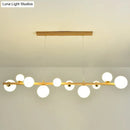 GobekUsa Contemporary Wood Pendant with Glass Globe Shade for Dining Room