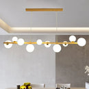 GobekUsa Contemporary Wood Pendant with Glass Globe Shade for Dining Room