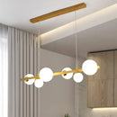 GobekUsa Contemporary Wood Pendant with Glass Globe Shade for Dining Room