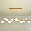 GobekUsa Contemporary Wood Pendant with Glass Globe Shade for Dining Room