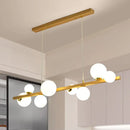 GobekUsa Contemporary Wood Pendant with Glass Globe Shade for Dining Room