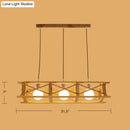 GobekUsa Contemporary Wooden Beige Hanging Light - Rectangular Cage Island Lamp for Restaurants