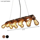 GobekUsa Copper and Black Industrial Kitchen Island Pendant Light with Symmetric Piping and 10 Bulbs