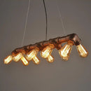 GobekUsa Copper and Black Industrial Kitchen Island Pendant Light with Symmetric Piping and 10 Bulbs