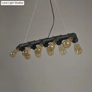 GobekUsa Copper and Black Industrial Kitchen Island Pendant Light with Symmetric Piping and 10 Bulbs