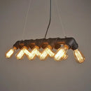 GobekUsa Copper and Black Industrial Kitchen Island Pendant Light with Symmetric Piping and 10 Bulbs