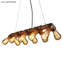GobekUsa Copper and Black Industrial Kitchen Island Pendant Light with Symmetric Piping and 10 Bulbs