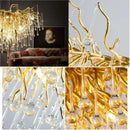GobekUsa Copper Branch Water Crystal Chandelier for Luxury Living Room and Salon