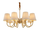 GobekUsa Copper Ceiling Chandelier with Fabric Lampshade for Living Room and Bedroom