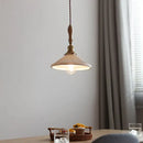 GobekUsa Copper Ceramic LED Pendant Lamp with Wood Handle for Home Decor