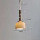 GobekUsa Copper Ceramic LED Pendant Lamp with Wood Handle for Home Decor