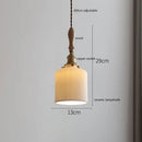 GobekUsa Copper Ceramic LED Pendant Lamp with Wood Handle for Home Decor