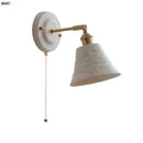 GobekUsa Copper Ceramic LED Wall Lamp with Pull Chain Switch for Stair Living Room