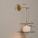 GobekUsa Copper Ceramic LED Wall Light Fixture Pull Chain Switch Modern Wall Lamp