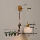 GobekUsa Copper Ceramic LED Wall Light Fixture Pull Chain Switch Modern Wall Lamp