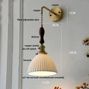 GobekUsa Copper Ceramic LED Wall Light Fixture Pull Chain Switch Modern Wall Lamp