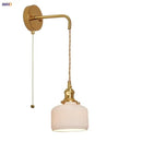 GobekUsa Copper Ceramic LED Wall Light Fixture Pull Chain Switch Modern Wall Lamp