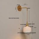 GobekUsa Copper Ceramic LED Wall Light Fixture Pull Chain Switch Modern Wall Lamp