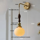 GobekUsa Copper Ceramic LED Wall Light Fixture Pull Chain Switch Modern Wall Lamp