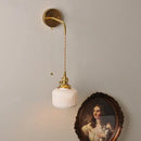 GobekUsa Copper Ceramic LED Wall Light Fixture Pull Chain Switch Modern Wall Lamp