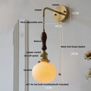 GobekUsa Copper Ceramic LED Wall Light Fixture Pull Chain Switch Modern Wall Lamp