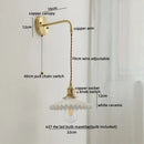 GobekUsa Copper Ceramic LED Wall Light Pull Chain Switch Modern Bedroom Lamp