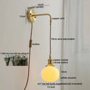 GobekUsa Copper Ceramic LED Wall Light Pull Chain Switch Modern Bedroom Lamp