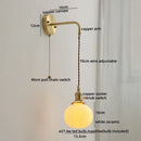 GobekUsa Copper Ceramic LED Wall Light Pull Chain Switch Modern Bedroom Lamp