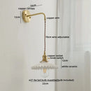 GobekUsa Copper Ceramic LED Wall Light Pull Chain Switch Modern Bedroom Lamp