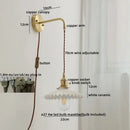 GobekUsa Copper Ceramic LED Wall Light Pull Chain Switch Modern Bedroom Lamp