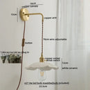 GobekUsa Copper Ceramic LED Wall Light Pull Chain Switch Modern Bedroom Lamp