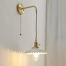 GobekUsa Copper Ceramic LED Wall Light Pull Chain Switch Modern Bedroom Lamp