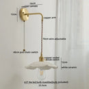 GobekUsa Copper Ceramic LED Wall Light Pull Chain Switch Modern Bedroom Lamp