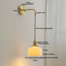 GobekUsa Copper Ceramic LED Wall Light Pull Chain Switch Modern Bedroom Lamp