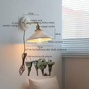 GobekUsa Copper Ceramic LED Wall Light with Pull Chain Switch for Living Room Decor.