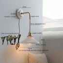 GobekUsa Copper Ceramic LED Wall Light with Pull Chain Switch for Living Room Decor.