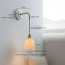 GobekUsa Copper Ceramic LED Wall Light with Pull Chain Switch for Living Room Decor.