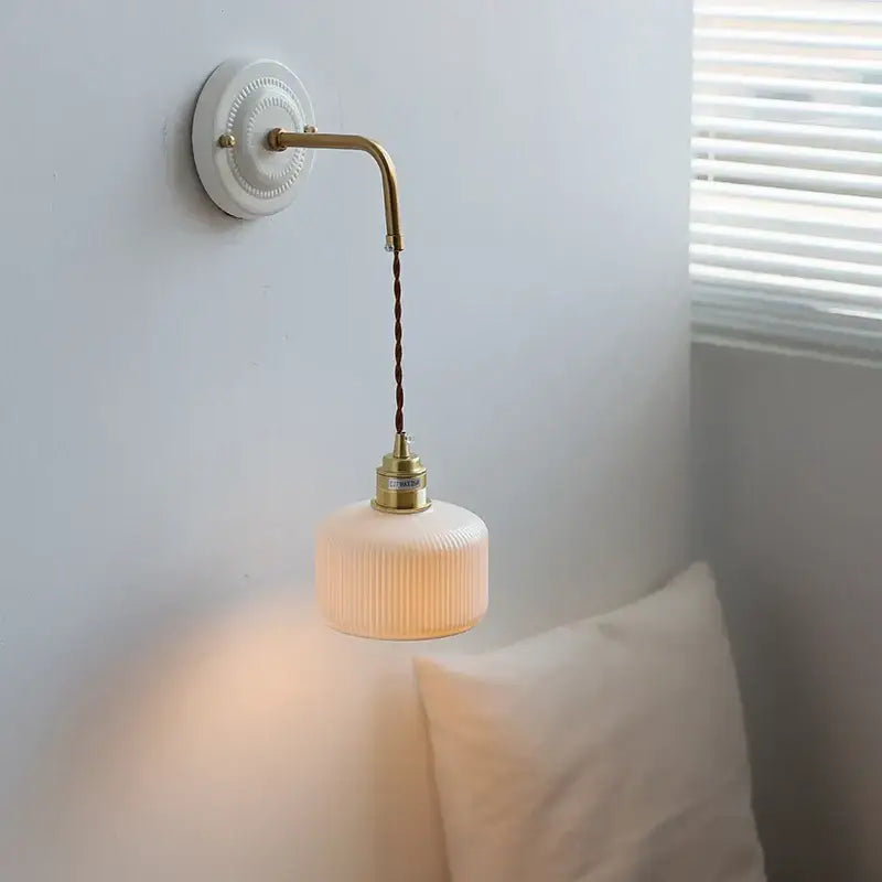 GobekUsa Copper Ceramic LED Wall Light with Pull Chain Switch for Living Room Decor., photo 4 of 21
