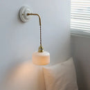 GobekUsa Copper Ceramic LED Wall Light with Pull Chain Switch for Living Room Decor.