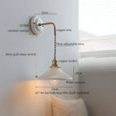 GobekUsa Copper Ceramic LED Wall Light with Pull Chain Switch for Living Room Decor.
